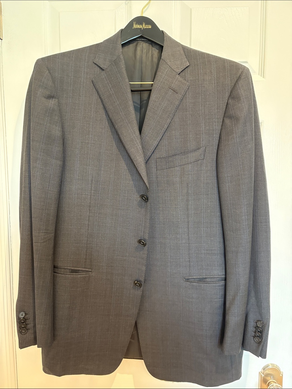 Ermenegildo Zegna Charcoal Grey Pinstripe Single-Breasted Suit Jacket